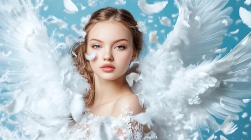 Ethereal Beauty: Woman with Angel Wings