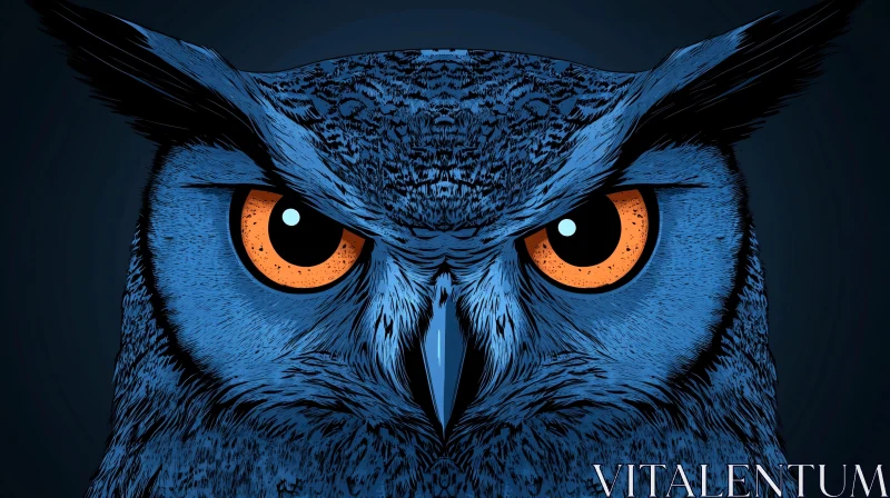 AI ART Owl Art with Orange Eyes