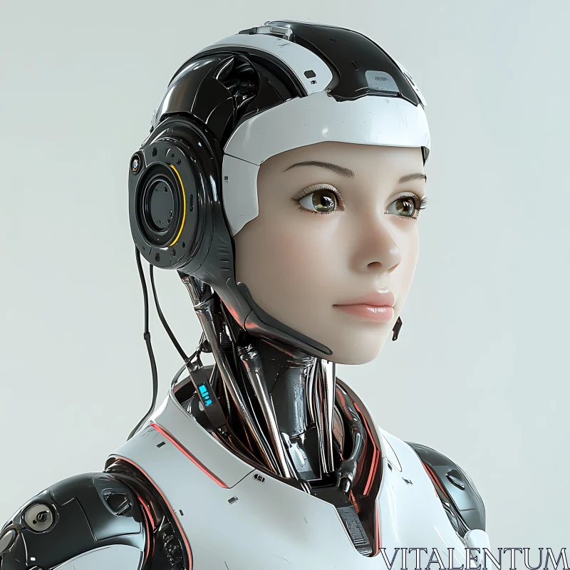 Portrait of an Advanced Female Cyborg Robot AI Image