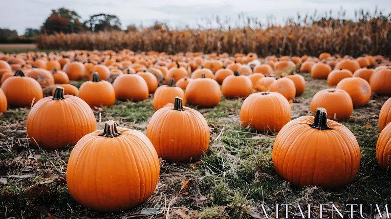 AI ART Field of Pumpkins, Autumnal Bounty