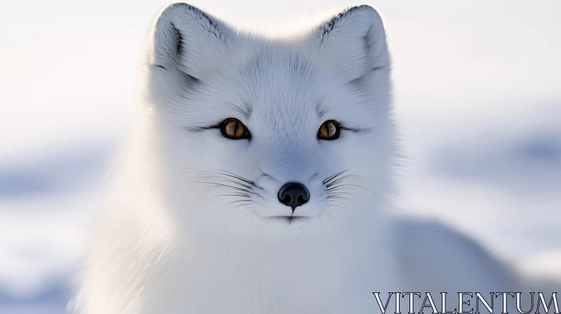 AI ART White Arctic Fox Close-Up