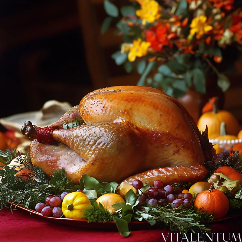 Roasted Turkey with Fruits and Herbs AI Image