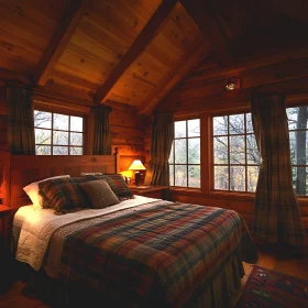 Rustic Wood Cabin Bedroom Retreat