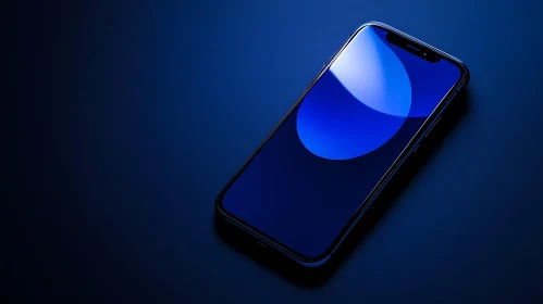 Modern Mobile Phone on Blue Backdrop