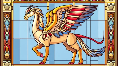 Winged Horse Stained Glass Illustration