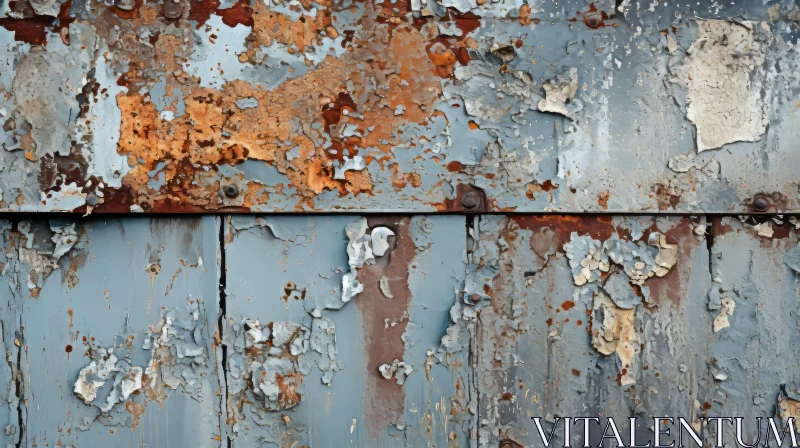 AI ART Rusted Door in Sky-Blue and Gray: An Industrial Art Piece