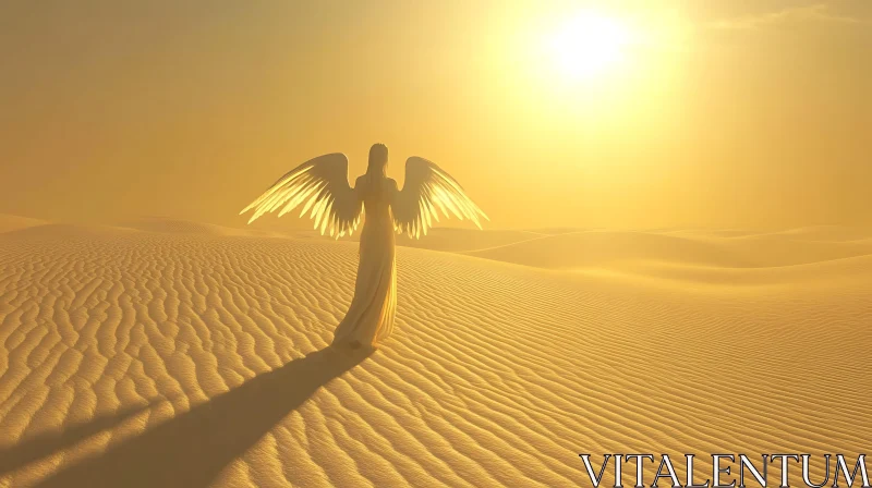 AI ART Golden Desert Angel