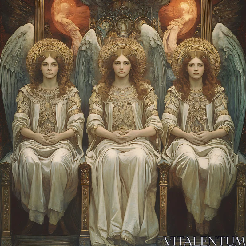 AI ART Three Angels in Cream Robes