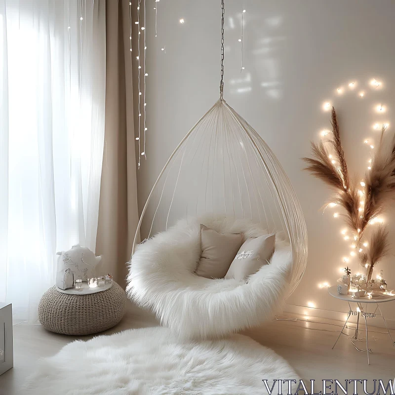 AI ART Cozy Hanging Chair Interior Design