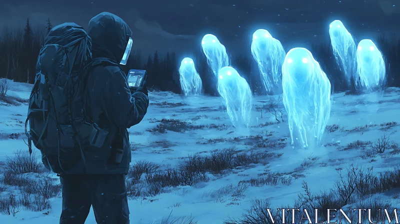 Winter Ghosts in the Night AI Image