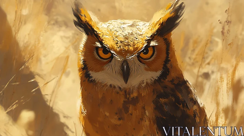 Mystical Owl in Sunlit Landscape AI Image