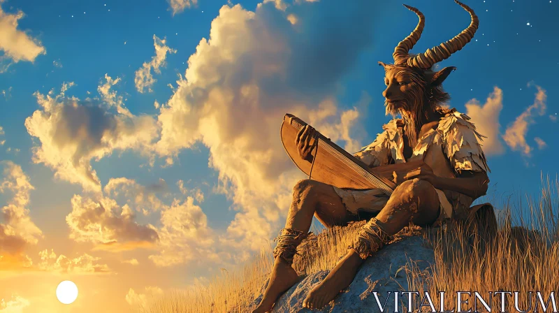 AI ART Pastoral Faun at Sunset