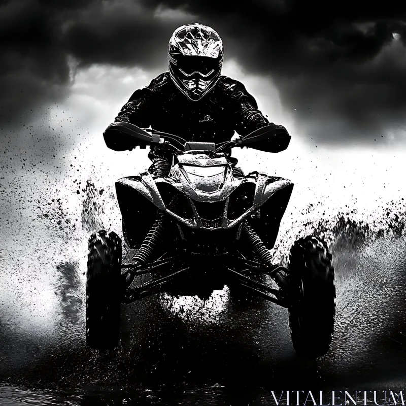 AI ART Monochrome ATV Adventure