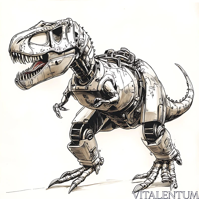 Cyborg Dinosaur: Futuristic T-Rex Design AI Image