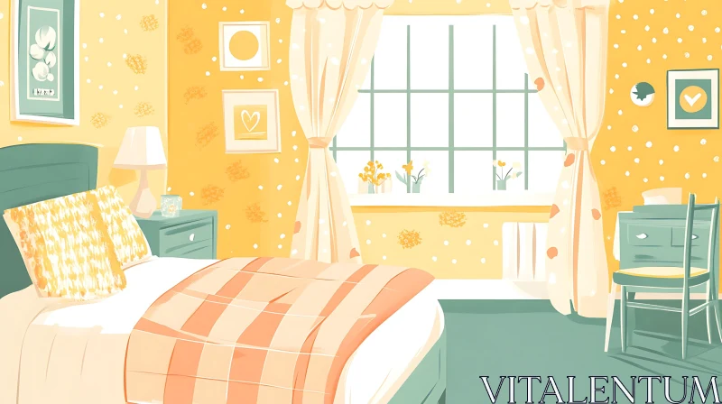 Cozy Bedroom Scene in Warm Tones AI Image