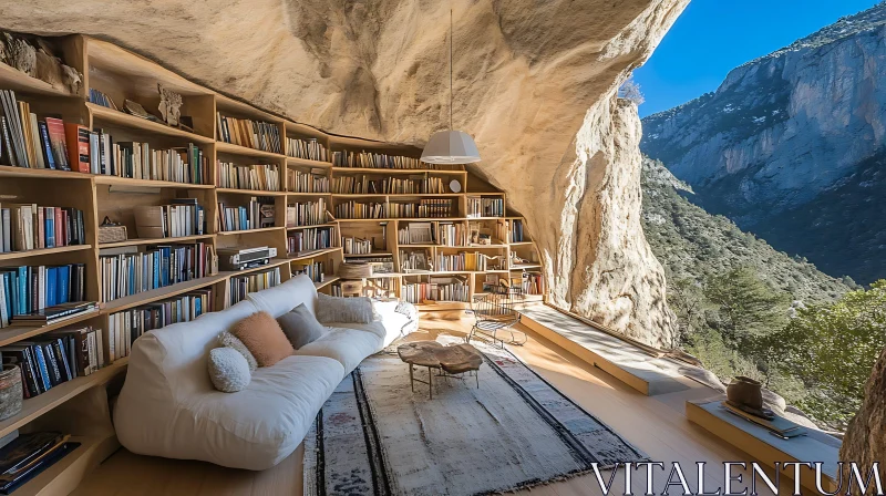 AI ART Cave Library Retreat