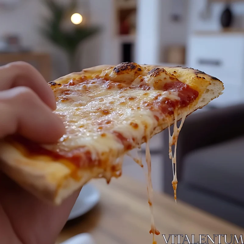 Appetizing Cheese Pizza Slice Close-Up AI Image