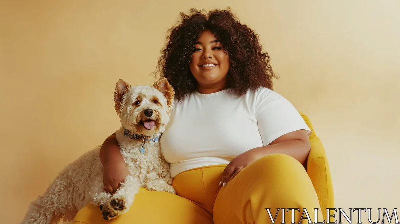 Cheerful Woman with Her Dog AI Image