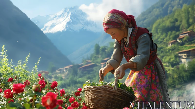 Rose Harvest in the Mountains AI Image