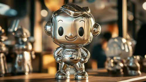 Smiling Chrome Figure Art