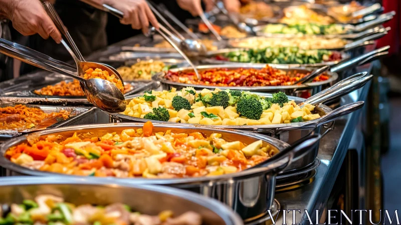 Vibrant Buffet with Diverse Food Selection AI Image