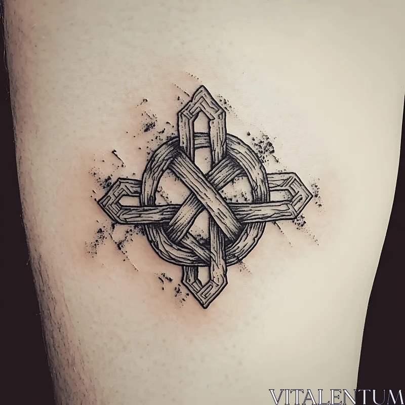 Detailed Black Ink Celtic Knot Tattoo AI Image