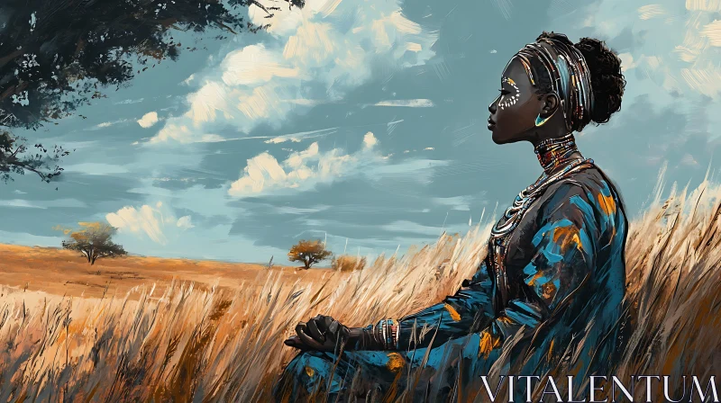 AI ART Serenity in the Savannah: An African Portrait