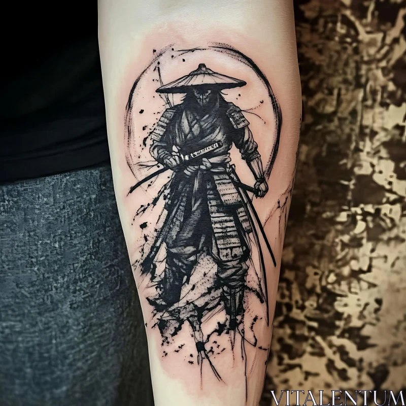 AI ART Abstract Samurai Arm Tattoo Design