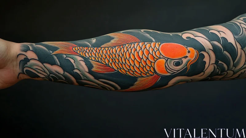 Orange Koi Fish Tattoo on Forearm AI Image