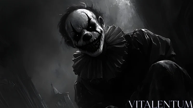 AI ART Creepy Clown with Glowing Eyes