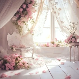 Dreamy Floral Interior with Pink Roses