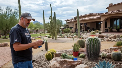 Man in Cactus Garden