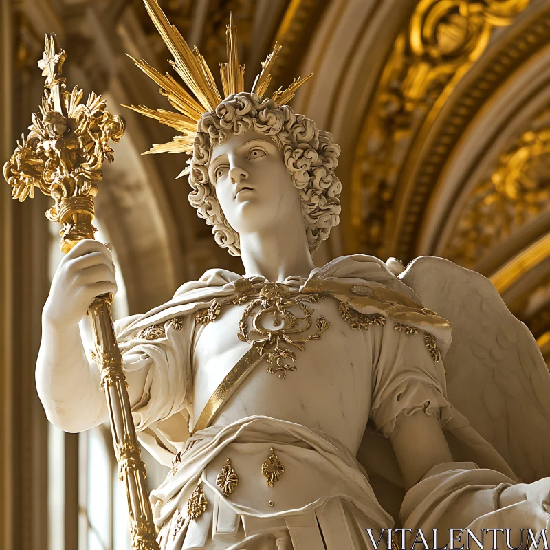 AI ART Classical Angelic Sculpture with Gilded Embellishments