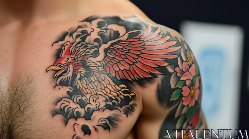 Colorful Phoenix Tattoo Artwork AI Image