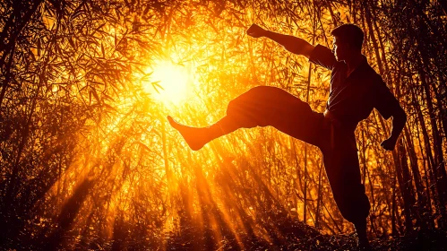 Golden Hour Martial Arts Silhouette