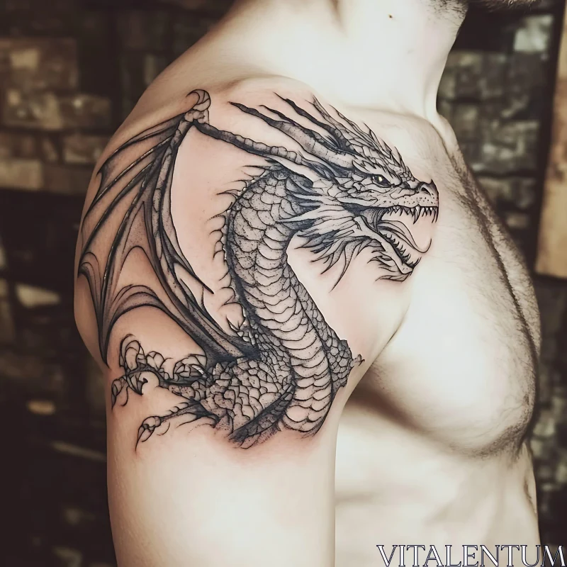 Fierce Dragon Arm Tattoo AI Image