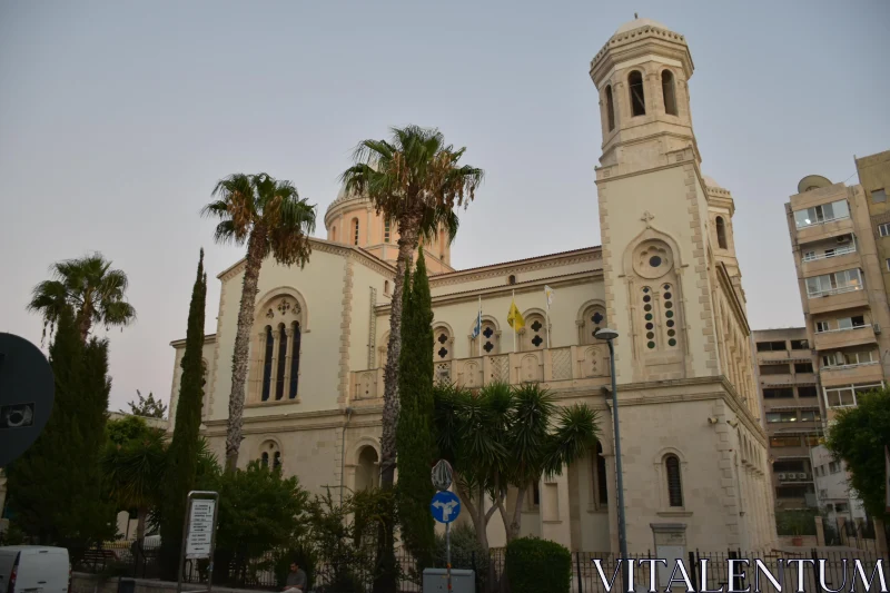 PHOTO Limassol Church and Palm Trees