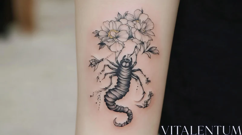 Floral Insect Tattoo Art AI Image