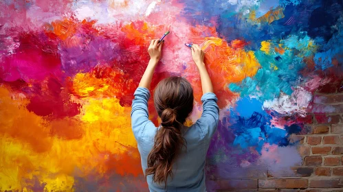 Artistic Creation on Brick Wall