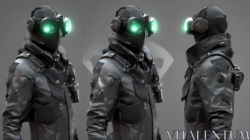 Black Tactical Gear with Glowing Optics AI Image