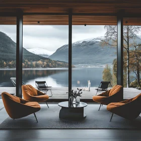 Modern Interior with Mountain Scenery