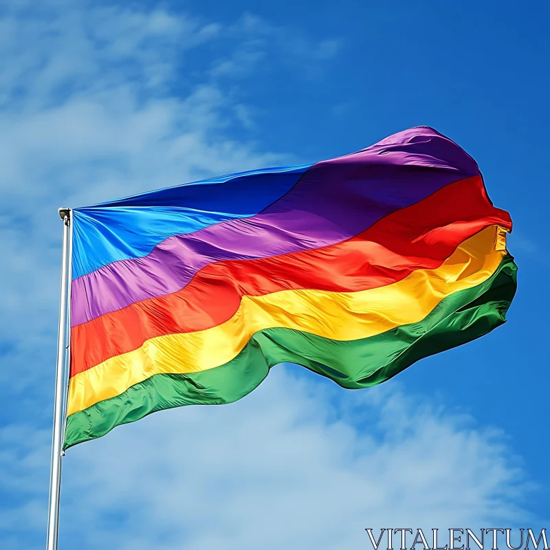 Pride Flag Waving in the Wind AI Image