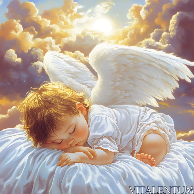 Dreaming Angel: A Child's Peaceful Slumber AI Image