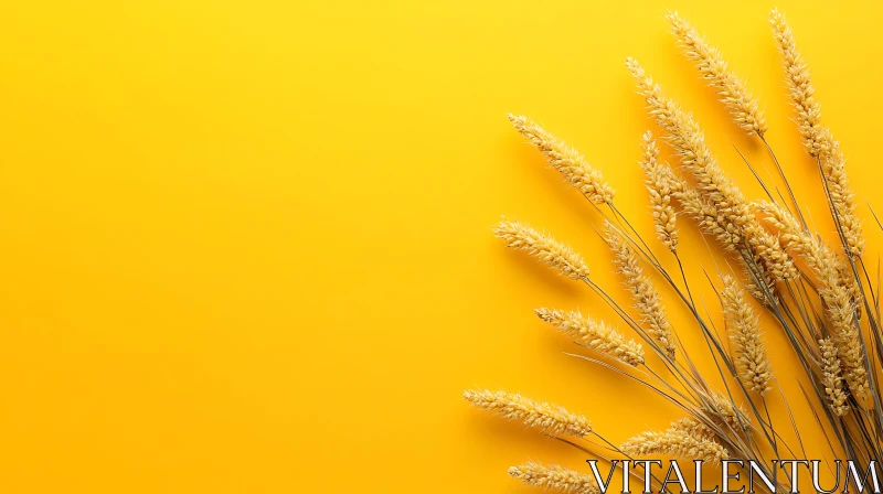 Golden Wheat on Yellow Canvas AI Image