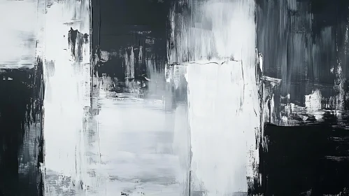 Textured Black and White Abstract Painting