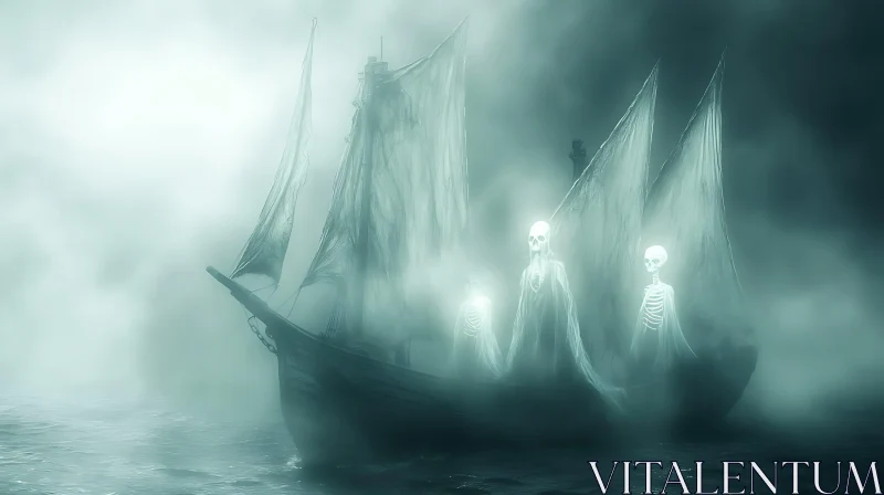 Spectral Voyage on a Foggy Ocean AI Image