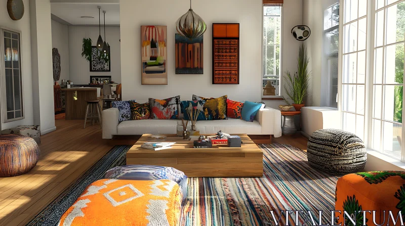 Bright and Colorful Living Space AI Image