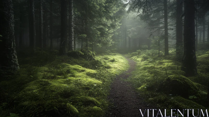 AI ART Ethereal Walk Through a Misty Forest