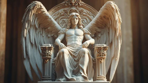 Winged Guardian Angel Seated on Throne