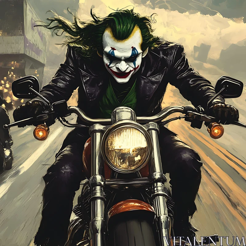 AI ART Clown Prince of Crime on Motorcycle